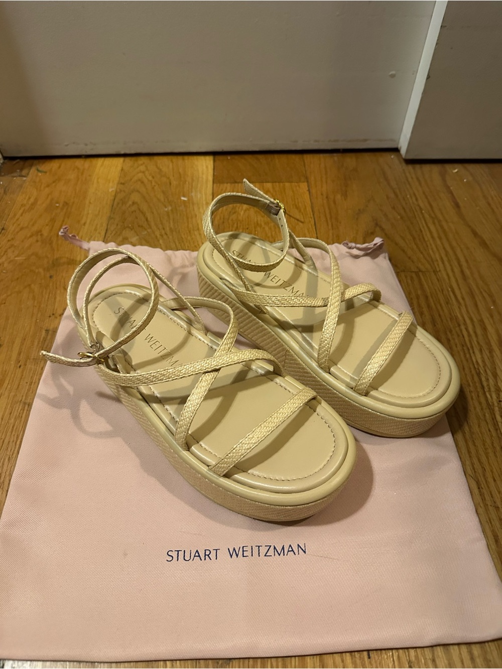 Stuart Weitzman Raffia Platform Sandals